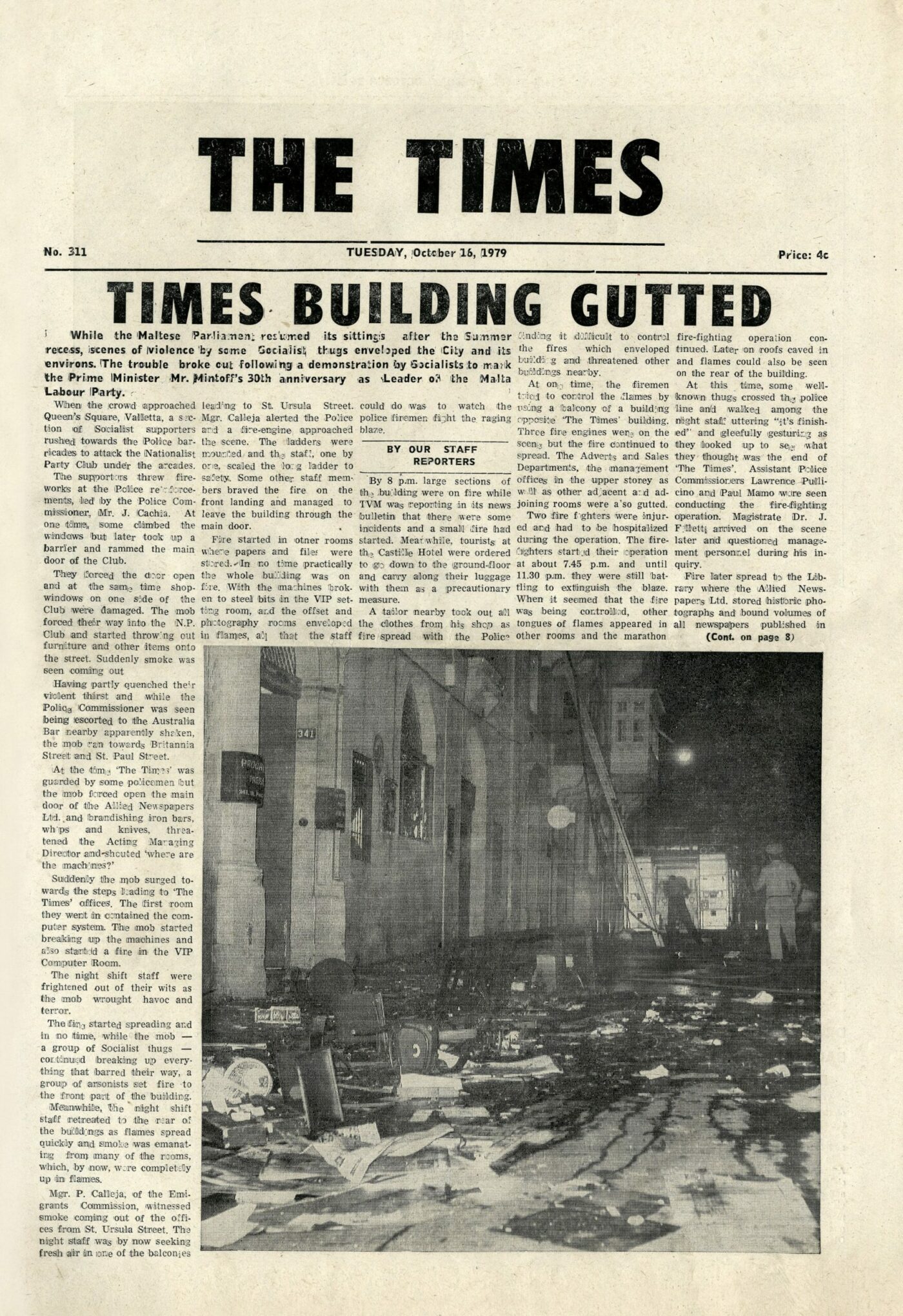 BLACK MONDAY, A Night of Mob Violence by Victor Aquilina + limited edition reprint signed and numbered of The Times,   16 October 1979 - Image 2