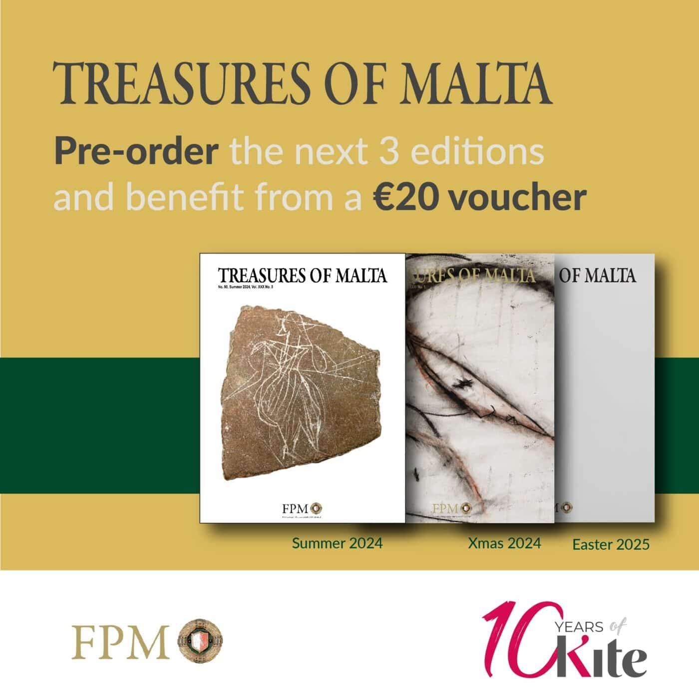 Treasures of Malta,           Pre-order the next 3 editions and get a €20 voucher