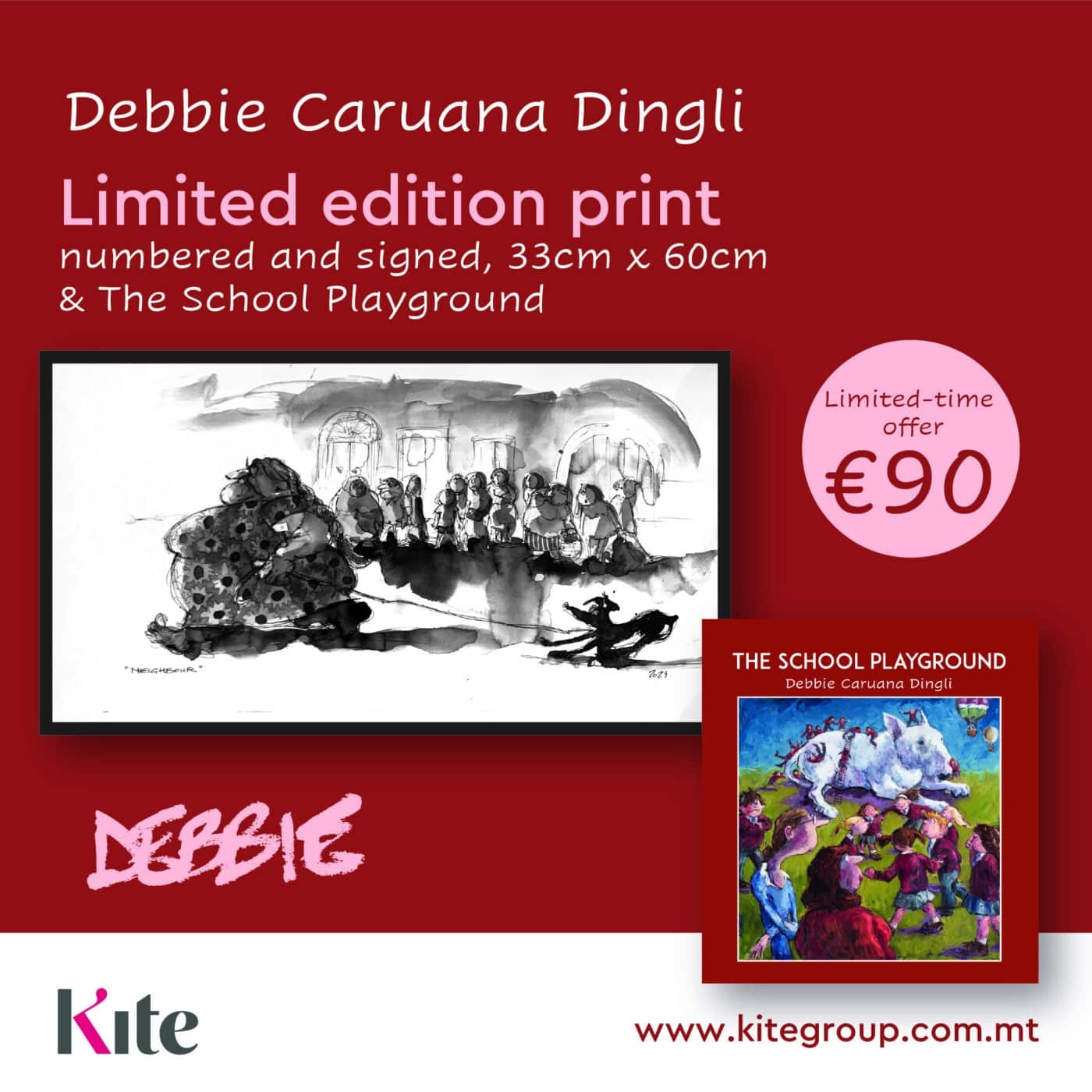 Limited Edition Print by Debbie Caruana Dingli, signed and numbered + The School Playground