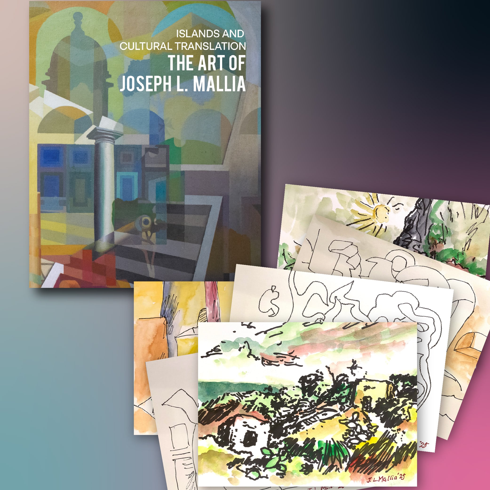 Collectors' Edition: Original drawing by JL Mallia + Book: Islands and Cultural Translation, The Art of Joseph L. Mallia